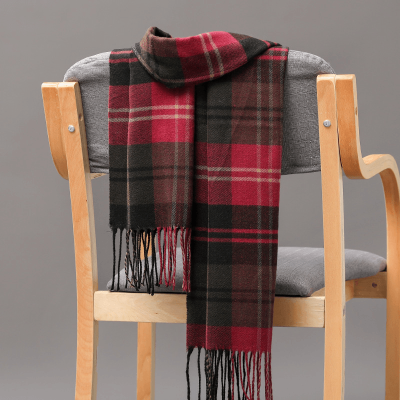 plaid imitation cashmere tassel scarf, view 16 - MRSLM