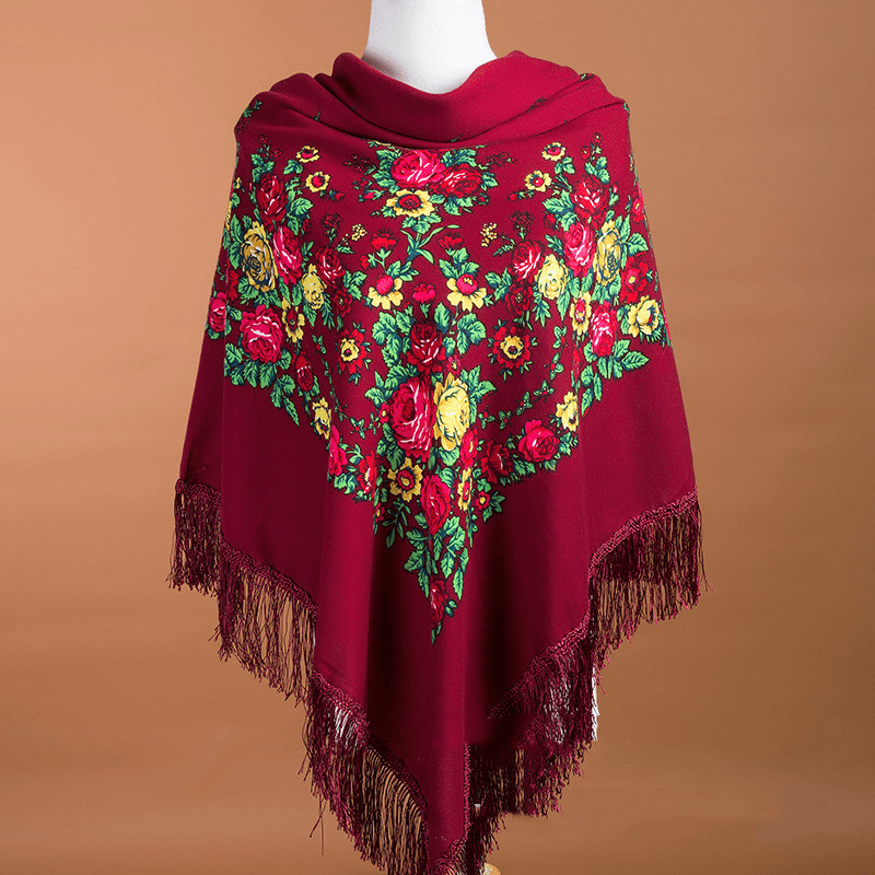 large square ethnic print scarf, view 9 - MRSLM