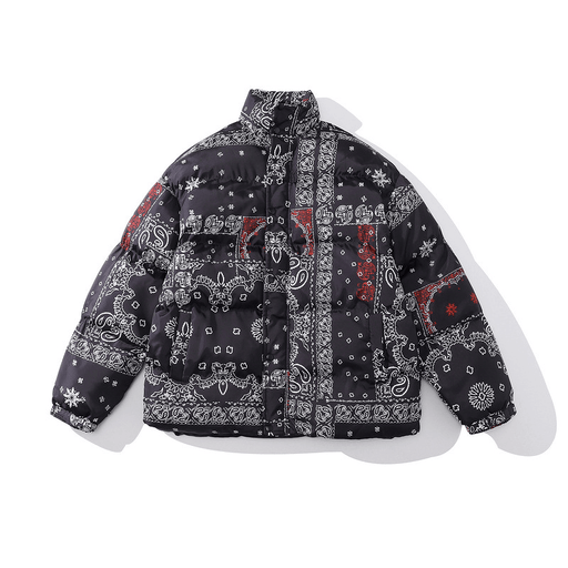 men's thick cashew flower print cotton coat - MRSLM