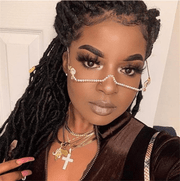 Women's rhinestone metal glasses frame, view 2 - MRSLM