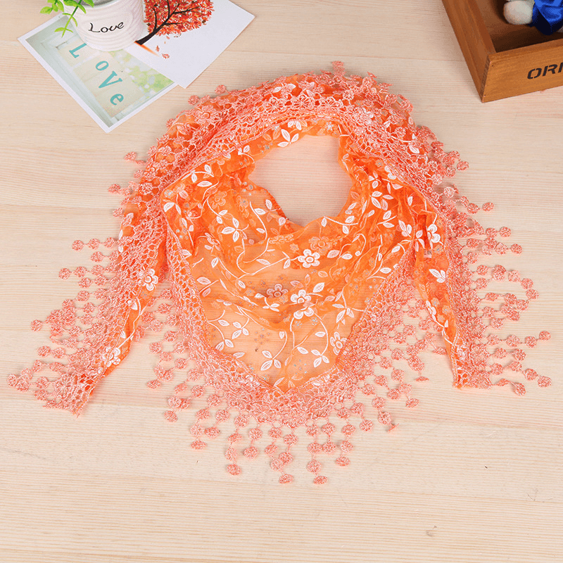 Women's lace fringed scarf, view 16 - MRSLM