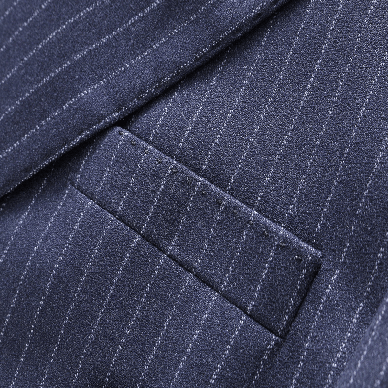 Autumn and Winter New Men's Double-Breasted Striped Suit Three-Piece Suit