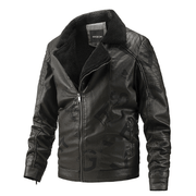 men's plus velvet PU leather jacket, view 3 - MRSLM
