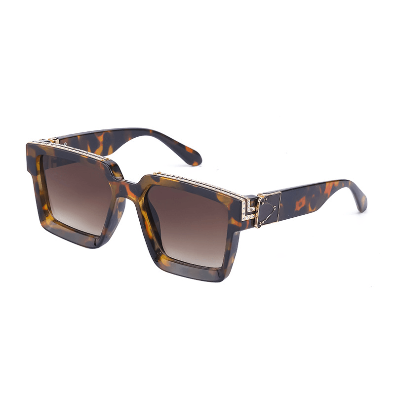 diamond-studded big square sunglasses, view 2 - MRSLM