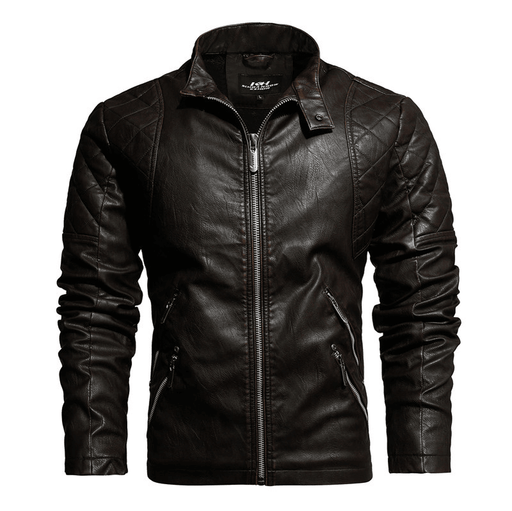 men's stand collar zipper motorcycle jacket - MRSLM