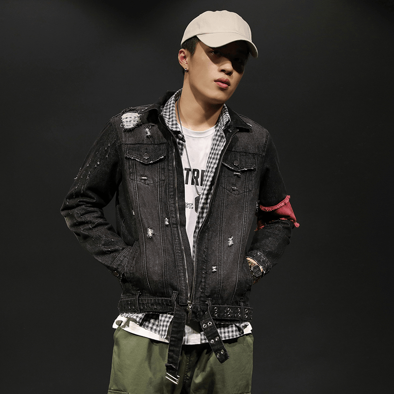 mens loose denim tooling jacket - MRSLM
