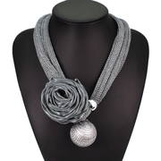 Large imitation pearl pendant lace necklace - MRSLM