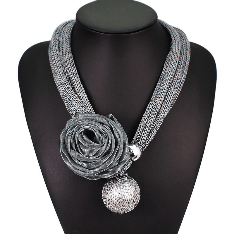 Large imitation pearl pendant lace necklace - MRSLM