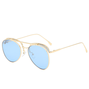 retro round transparent color metal sunglasses - MRSLM