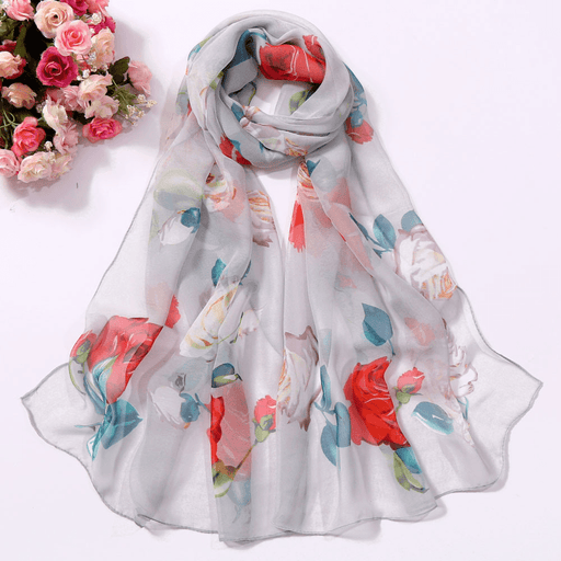 Women's rose print georgette scarf - MRSLM