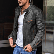 men's loose PU leather motorcycle jacket, view 3 - MRSLM