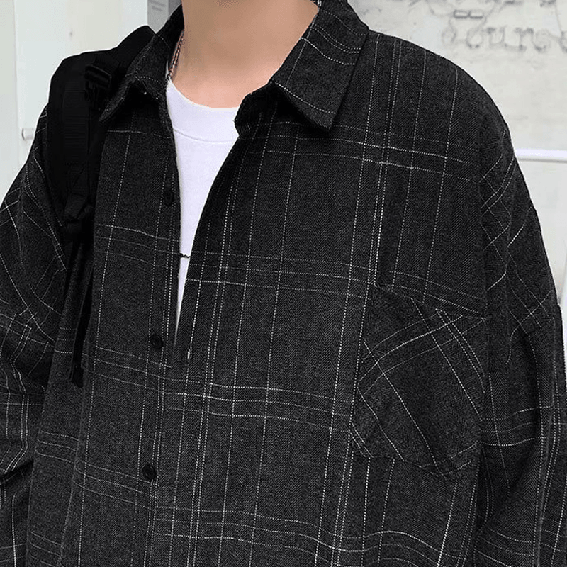 Men's long-sleeved plaid shirt, view 3 - MRSLM