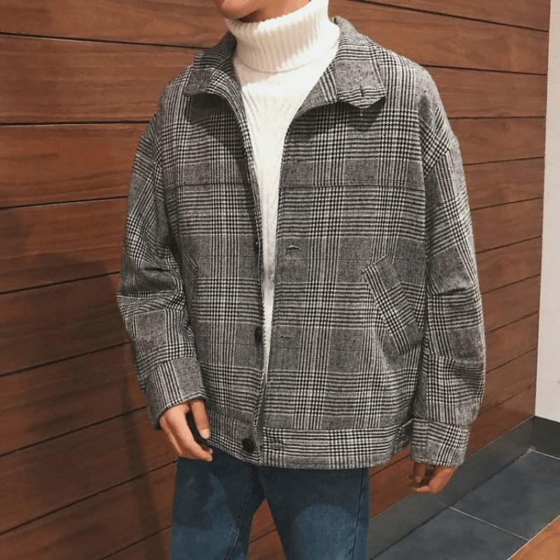 loose short plaid coat, view 8 - MRSLM