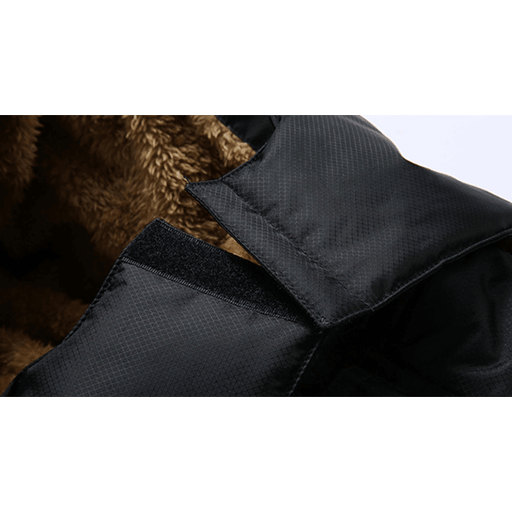 Mens Thick Warm Winter Fleece Hooded Jacket Black Big Pocket Coats - MRSLM