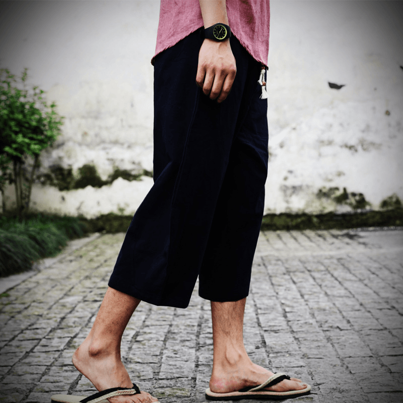 Cotton and Linen Harem Pants Linen Low End Wide Leg Suspender Pants