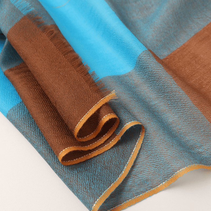 Multicolor plaid long scarf, view 3 - MRSLM