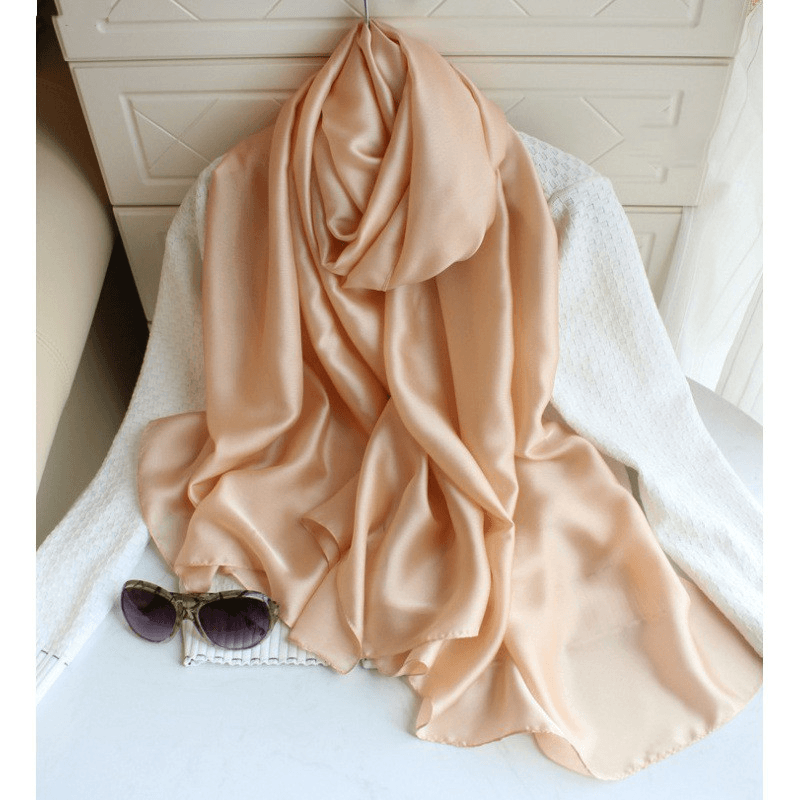 pure color satin scarf for travel and beach, view 8 - MRSLM
