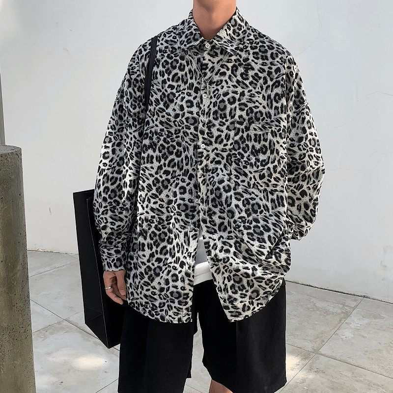 leopard print shirt jacket, view 3 - MRSLM