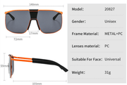 Large one-piece metal frame sunglasses, view 8 - MRSLM