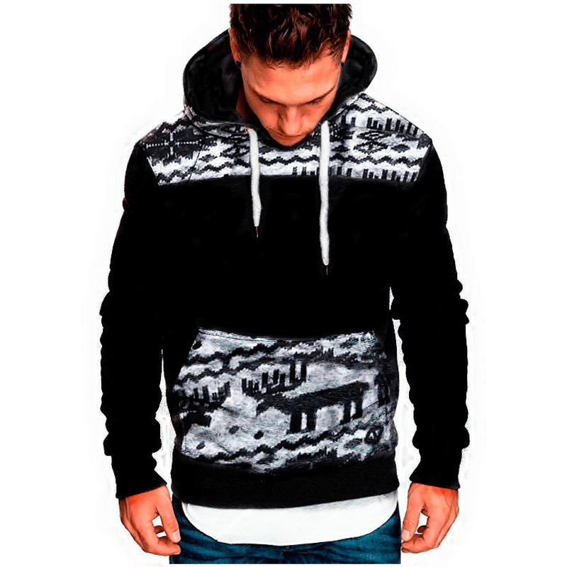 Christmas Fawn Hooded Long Sleeve Slim Sweatshirt