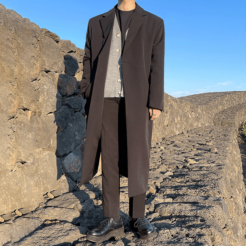 Men's black mid-length loose casual jacket, view 5 - MRSLM