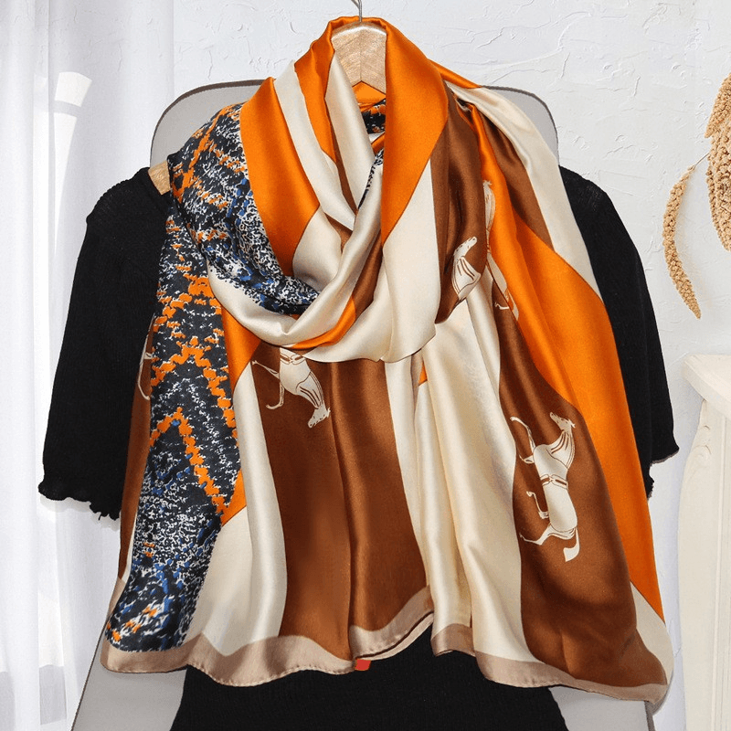 women's large faux silk scarf, view 17 - MRSLM