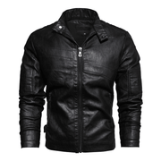 Men's slim PU leather jacket, view 2 - MRSLM