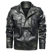 Men's washed PU leather jacket, view 3 - MRSLM