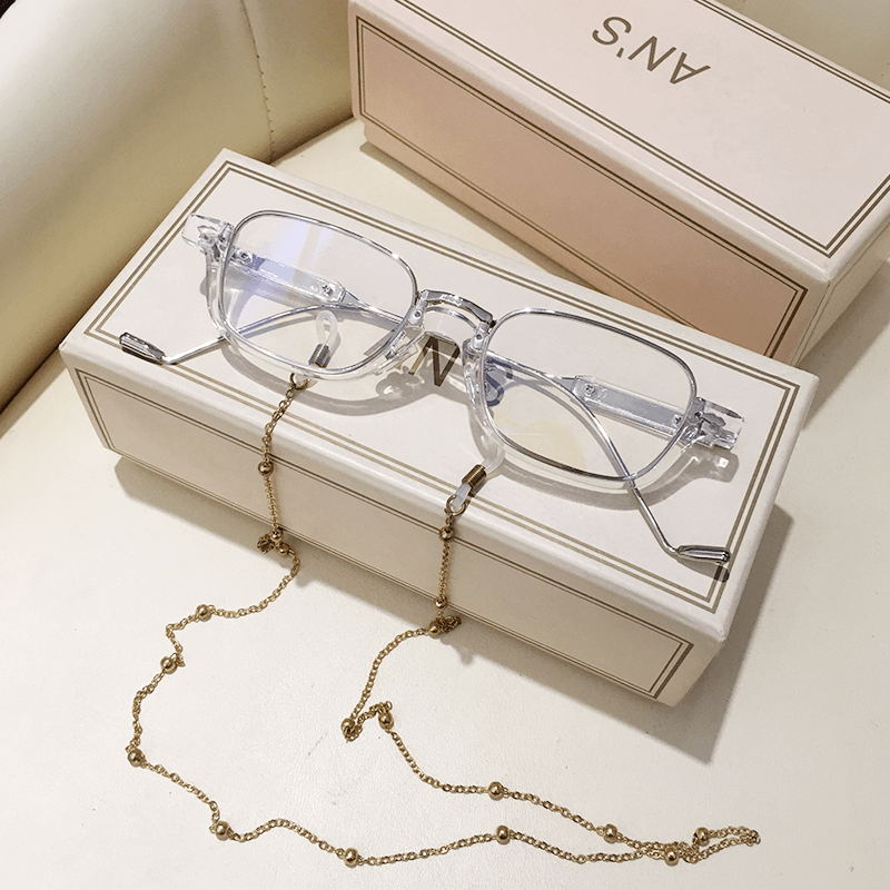 Half-frame oval sunglasses with chain, view 10 - MRSLM