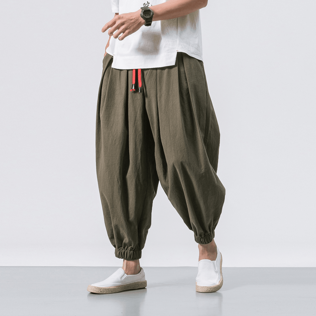 Four Seasons Cotton and Linen Trousers Loose Hanging Gear Men Flying Squirrel Pants Men