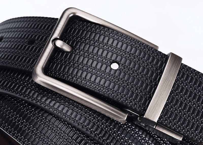 Men's embossed cowhide leather belt, view 2 - MRSLM