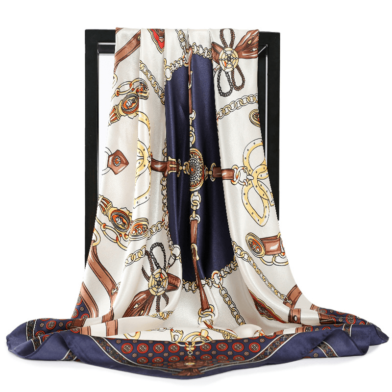 retro silk satin square scarf, view 2 - MRSLM