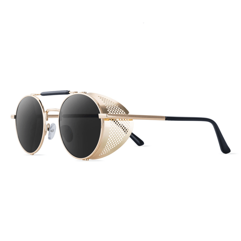 steampunk round metal sunglasses, view 3 - MRSLM