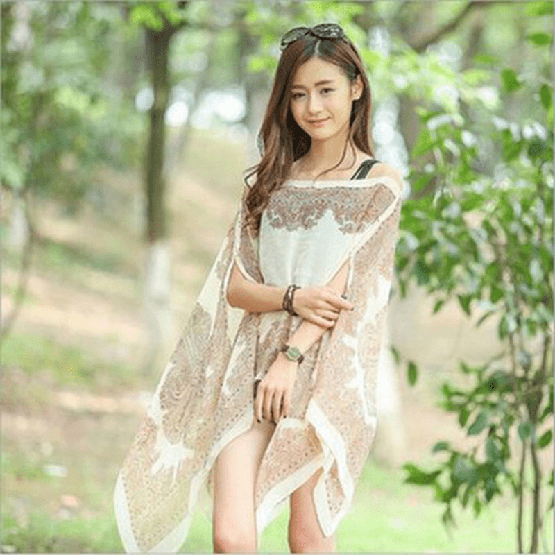 women's printed chiffon shawl, view 16 - MRSLM