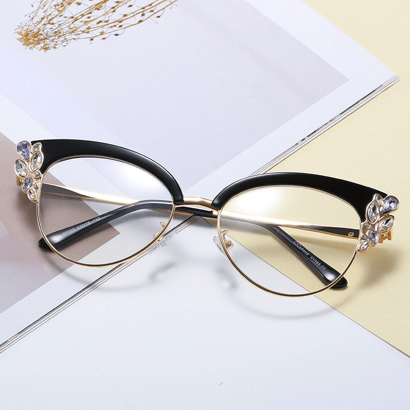 Diamond studded cat eye party glasses, view 5 - MRSLM