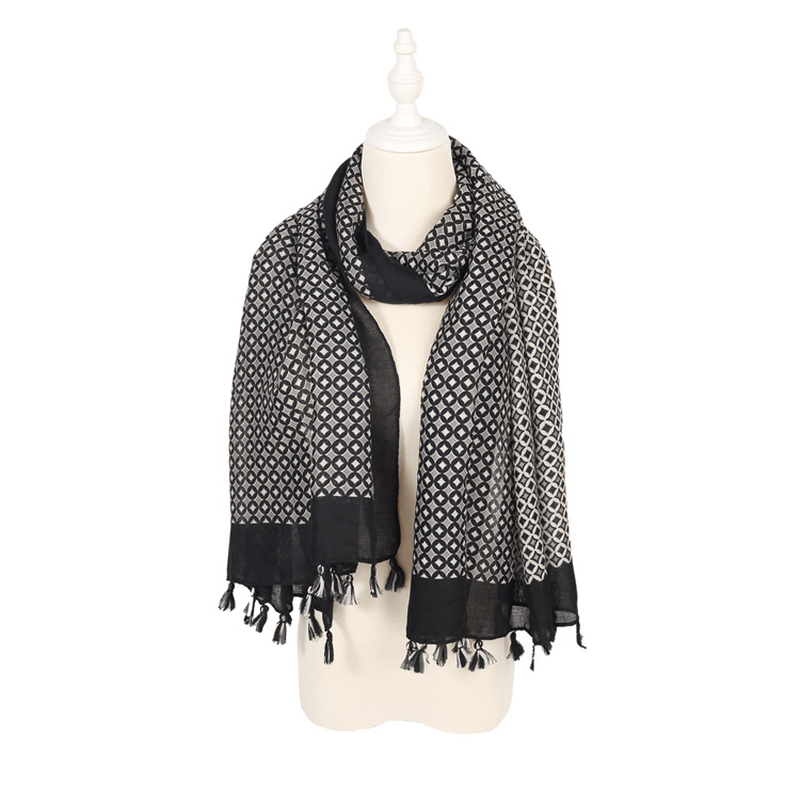 cotton linen flower scarf, view 4 - MRSLM
