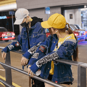 loose dark blue cotton street jacket, view 2 - MRSLM