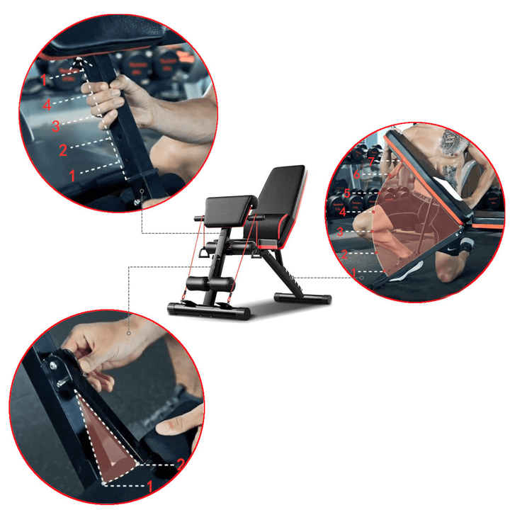 5-In-1 Adjustable Sit up Bench Folding Weight Lifting Strength Training Board Home Gym Fitness Sport Exercise Bench - MRSLM