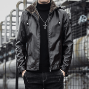 men's hooded pu jacket, view 2 - MRSLM