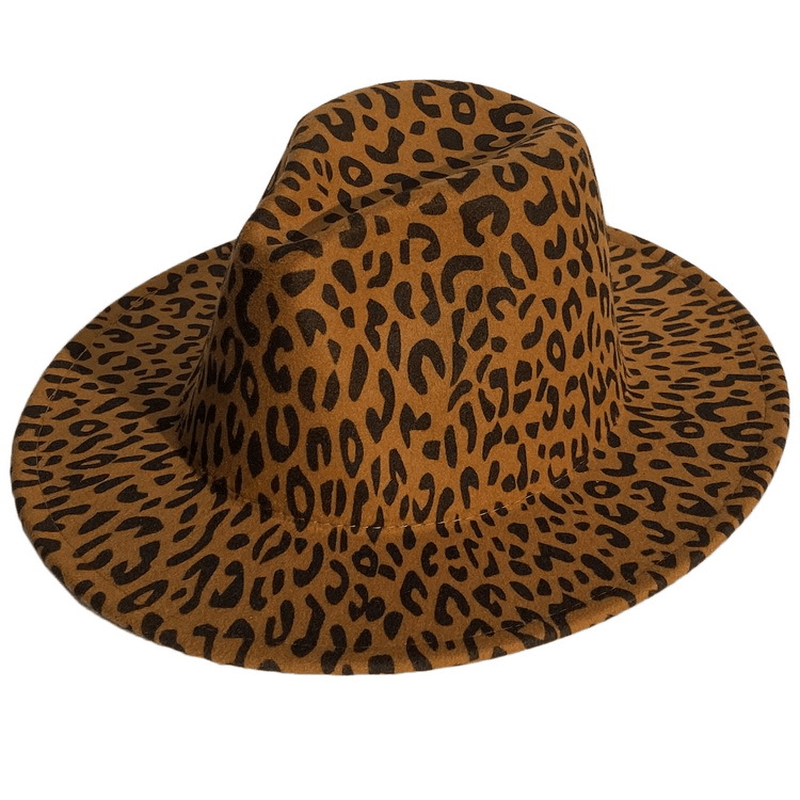 leopard print wool top hat, view 2 - MRSLM