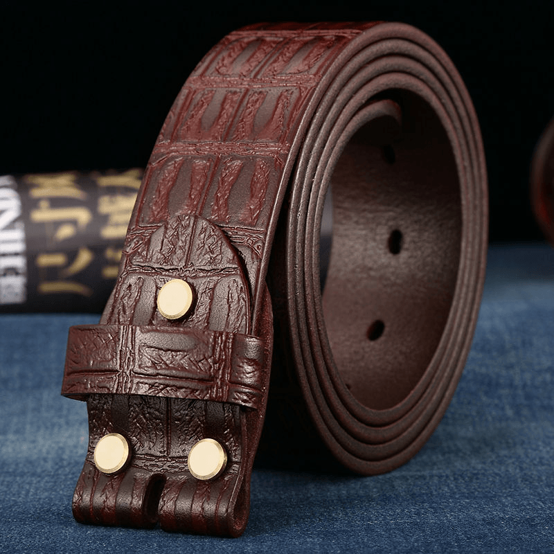 Headless Belt Men's Leather without Head Pin Buckle