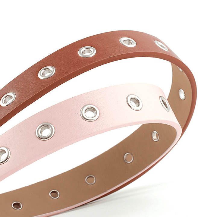 Hollow Eyelet Belt, Ladies Fashion round Buckle Decoration - MRSLM