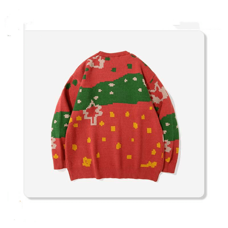 Men's round Neck Dinosaur Print All-Match Casual Loose Sweater
