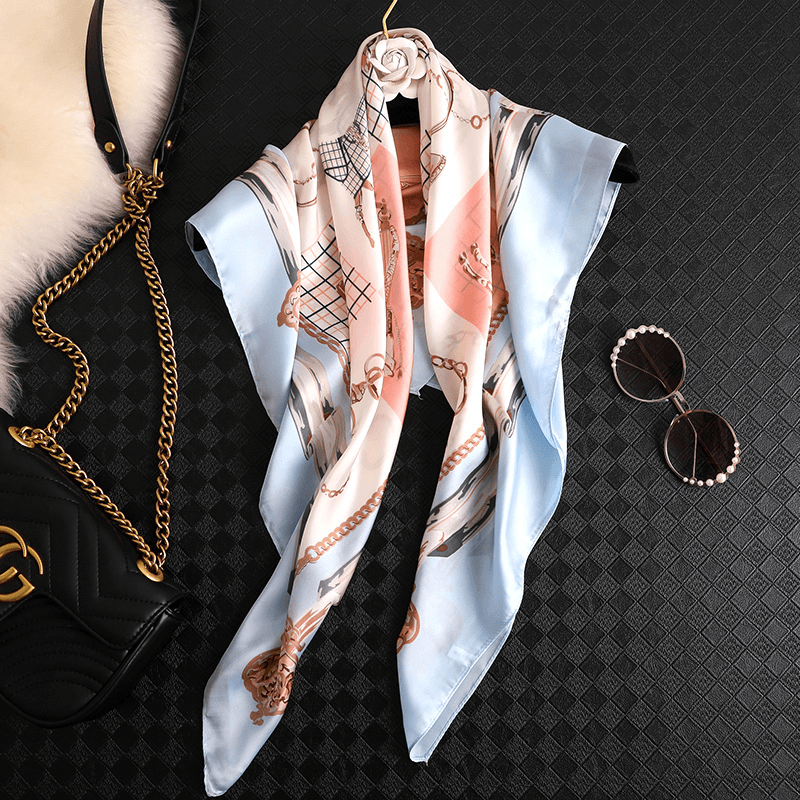 artificial silk sunshade square scarf, view 5 - MRSLM