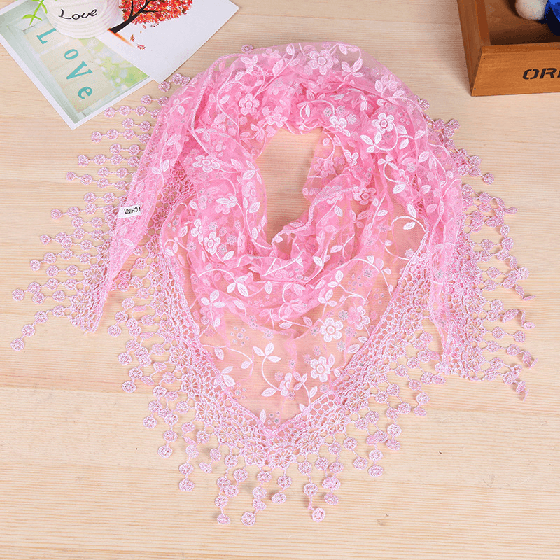 Women's lace fringed scarf, view 9 - MRSLM