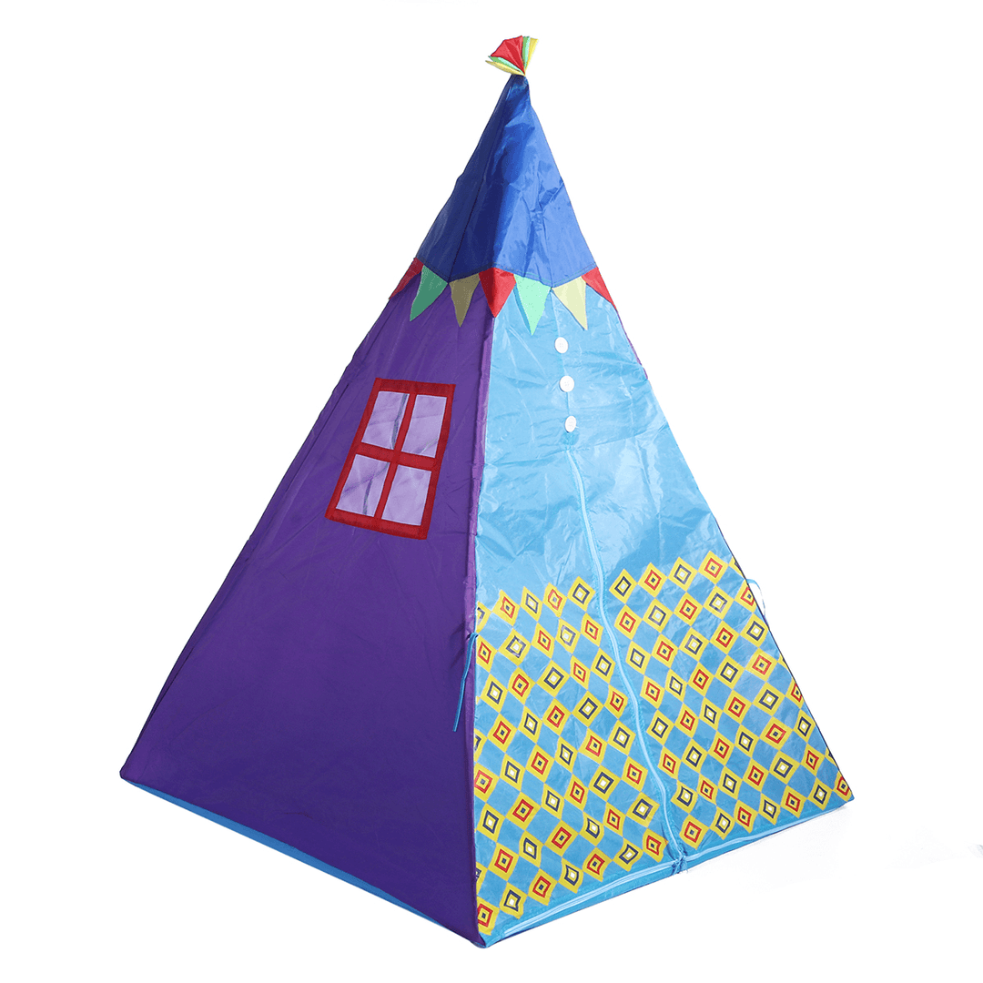 4.3Ft Kids Play Tent with Camping Lamp Pretend Playhouse Indoor Outdoor Indian Teepee Play Tent Kids Adventure Hut W/ Carrying Bag - MRSLM