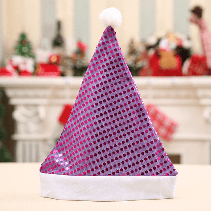 Santa Claus Sequins Hat Cap Christmas Decor Hat Adult Hats Xmas New Year'S Gifts for Home Party Supplies - MRSLM