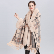 Knitted check shawl cardigan cloak, view 4 - MRSLM
