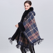 Knitted check shawl cardigan cloak, view 3 - MRSLM
