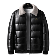 men's thickened PU leather winter jacket, view 6 - MRSLM